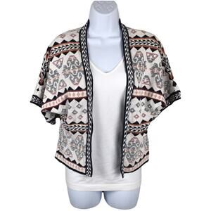 Atmosphere Cardigan Sweater Geometric Aztec Pattern Open Front Dolman Women's S